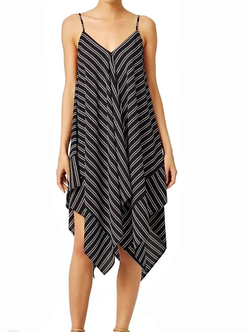 J.O.A. Striped Midi Dress in Black & Yellow Size S Like New